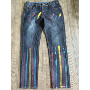 Colin’s Multicolor Paint Stripe Dark Wash Denim Jeans Size 36